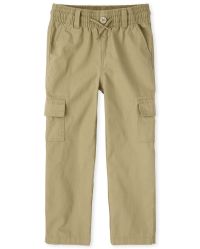 Boys Uniform Woven Pull On Slim Cargo Pants | The Children's Place - FLAX
