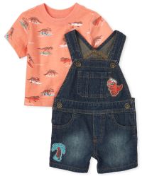 Aoliandatong Baby Cute Dinosaur Long Sleeve T-Shirt /& Knit Denim Jumpsuit Overalls
