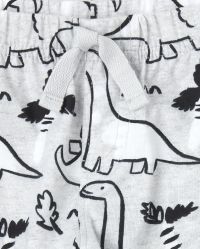 Babyhug Cotton Knit Dino Printed Shorts - Light Blue