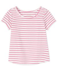Baby And Toddler Girls Short Sleeve Striped Basic Layering Tee