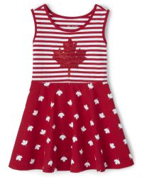 Baby And Toddler Girls Sleeveless Sequin Maple Leaf Striped And