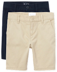 The Children's Place Girls Uniform Stretch Chino Shorts 2-Pack Cotton Size 14 2