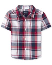 Baby And Toddler Boys Dad And Me Short Sleeve Plaid Poplin Matching Button Down Shirt The Children S Place Ruby