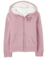 The Children's Place Girls' Foil Sherpa Zip Up Hoodie 