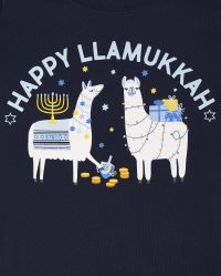Unisex Kids Matching Family Long Sleeve Hanukkah Llama Snug Fit