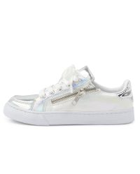 【最安値挑戦】 Girls Metallic Zip Low Top Sneakers - WHITE | The Children's 水着・ラッシュガード