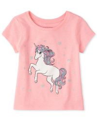 PINK PURPLE UNICORN PRINT SHORT-SLEEVE TEE & SHORTS SET main image 1