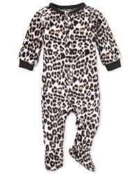 Baby And Toddler Girls Mommy And Me Long Sleeve Leopard Print Fleece Matching Footed One Piece Pajamas The Children S Place Baby Doe