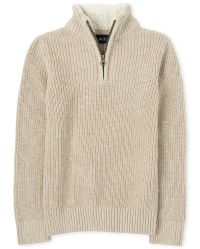 Boys Long Sleeve Sherpa Half Zip Mock Neck Sweater | The Children's ...