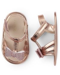 Crazy 8 by Gymboree Glitter Bow Gold & Purple Thong Sandals 4 5 8 NWT 