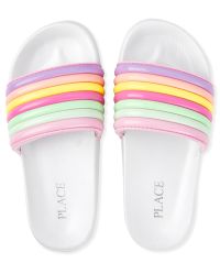 Girls Rainbow Striped Slides The Children s Place MULTI CLR