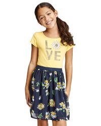 Details about / GK WINTER DAISY CHILD SMALL FLORAL FOIL PRINT LgSKV FIGURE SKATE DRESS CS NWT!