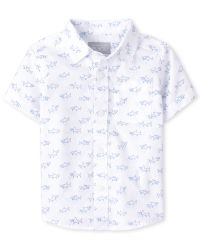 Tuc Tuc Shark Poplin Button Down Shirt, White 12 Months | Just Shoes for Kids