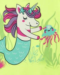 Baby And Toddler Girls Short Sleeve Mermaid Unicorn Graphic