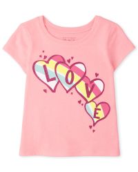Baby And Toddler Girls Short Sleeve Love Flower Graphic Tee - YELLOW