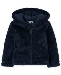 Baby And Toddler Girls Uniform Long Sleeve Sherpa Zip Up Hoodie TIDAL The Children s Place