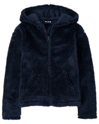 Girls Uniform Long Sleeve Sherpa Zip Up Hoodie TIDAL The Children s Place