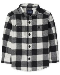 Boys black and hot sale white plaid shirt