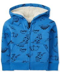le top Baby Boys Dino in The City Zip Front Hoodie with Dinosaur Scales