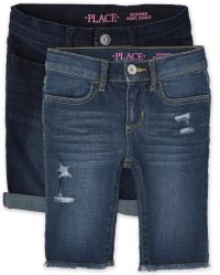 The Childrens Place Girls Denim Pull on Shorts