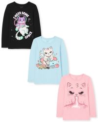 The Childrens Place Girls Big Long Sleeve Graphic T-Shirt