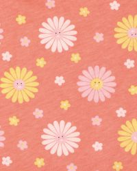 Baby And Toddler Girls Short Sleeve Daisy Print Knit Babydoll Dress ...