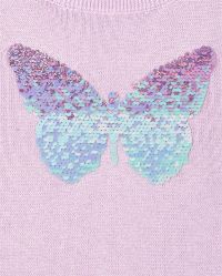 Girls Long Sleeve Sequin Butterfly Sweater | The Children's Place ...