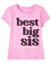 Baby And Toddler Girls Short Sleeve Best Big Sis Graphic Tee The