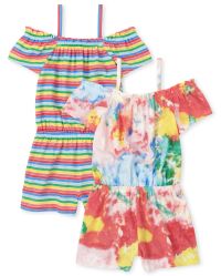The Childrens Place Girls Cold Shoulder Rompers