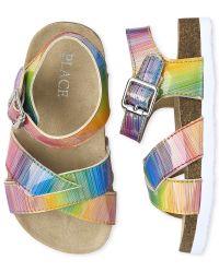 Girls Rainbow Faux Fur Slides  The Children's Place - MULTI CLR