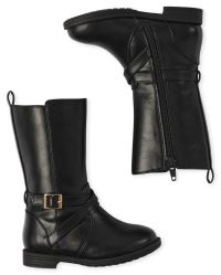 Bottes hautes boucle en similicuir pour toute petite fille The