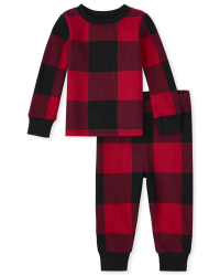Unisex Baby And Toddler Matching Family Christmas Long Sleeve Thermal Buffalo Plaid Snug Fit Cotton Pajamas RED The Children s Place CA