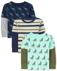 Toddler Boys Long Sleeve Print 2 in 1 Top 3-Pack | The Children's Place ...