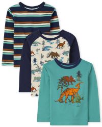 Toddler Boys Long Sleeve Dino Top 3-Pack | The Children's Place - MULTI CLR