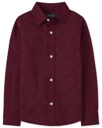 Boys Burgundy Button Down & Flannel Shirts | The Children's Place CA