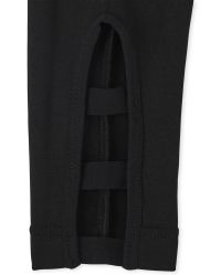 Girls Lace-Up Knit Fleece Lined Leggings | The Children's Place CA - BLACK