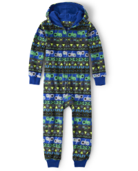 Boys Long Sleeve Gamer Fleece Hooded One Piece Pajamas | The Children's  Place - EDGE BLUE