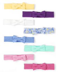 Babyhug Free Size Headbands With Floral & Bow Applique Pack Of 8 - Multi Colour main image 1