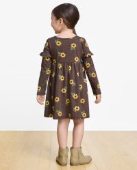 Baby And Toddler Girls Mix And Match Long Sleeve Sunflower Print