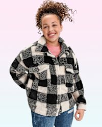 美品　BUFFALO BOBS 　ブラック×ホワイト千鳥格子柄 ファージャケット 3040995_01.jpg