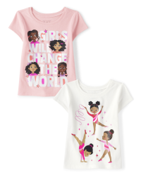 Baby And Toddler Girls Short Sleeve 'Girls Will Change The World' And