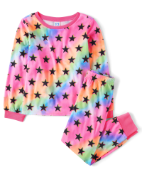 Teen Girls Long Sleeve Rainbow Paint Splatter Pajamas