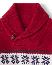 Boys Matching Family Long Sleeve Christmas Fairisle Shawl Sweater CLASSICRED The Children s Place