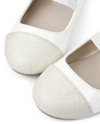 White glitter ballet flats 2025