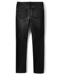 The Children's Place Girls 2-Pack Skinny Jeans - Stretchy Denim, Adjustable Waist, Dark Wash & Blue - View #2