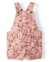 Babyhug Twill Woven Mid Thigh Shorts With Stretch Floral Embroidery & Frill Detailing - Pink