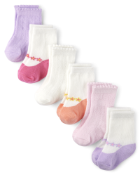 Baby Girls Mix And Match Shoe Pointelle Midi Socks 6-Pack | The ...
