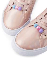 Girls Metallic Perforated Low Top Sneakers - PINK | The