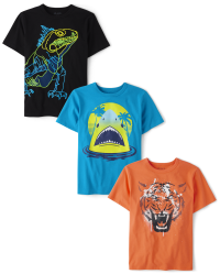 Boys Grey Animal Striped Sleeveless T-Shirt With Elasticated Shorts Sets main image 1