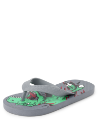 Cute Walk by Babyhug Slip On Flip Flops with Dino Print & Applique- Blue